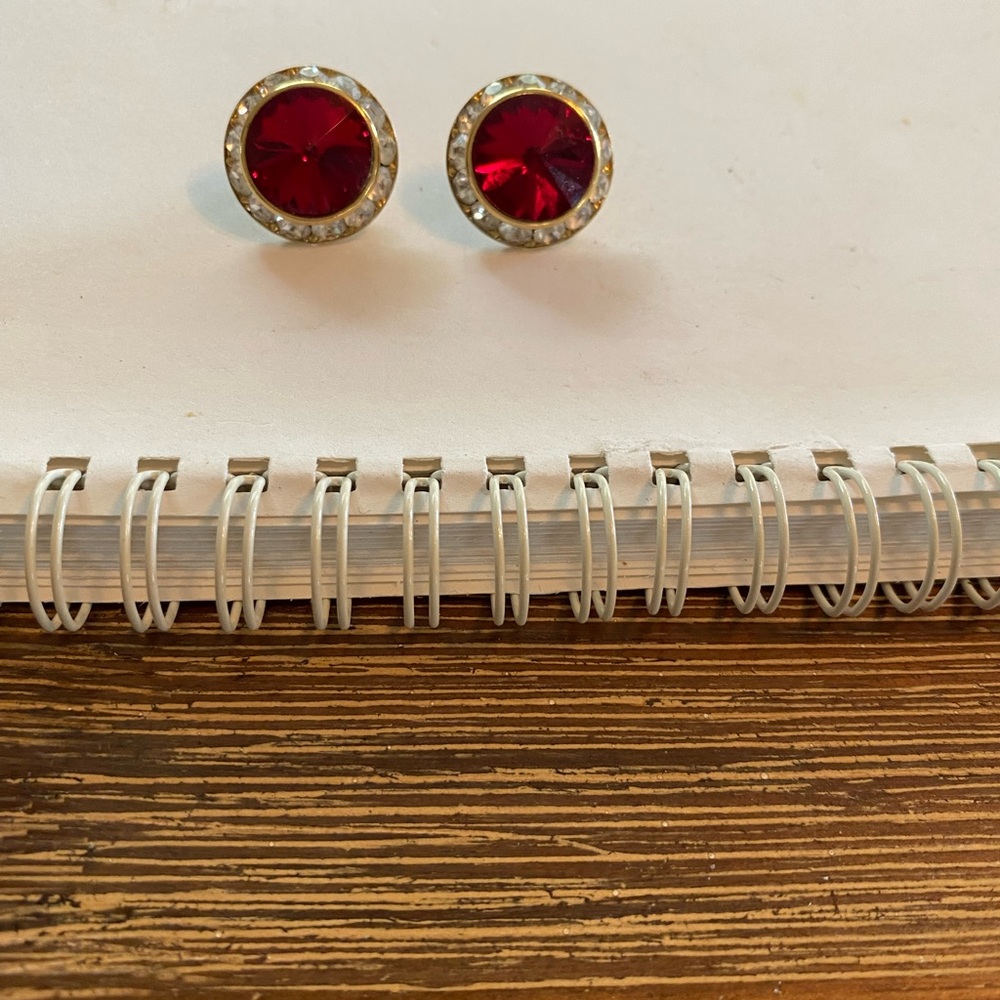 Source Unknown Red Crystal Halo Stud Earrings - Women Jewelry